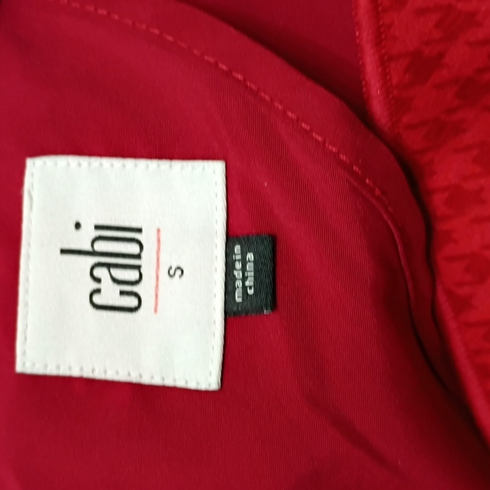 Cabi Red Houndstooth Celebration Women's Red Coat SZ Small - Picture 3 of 11
